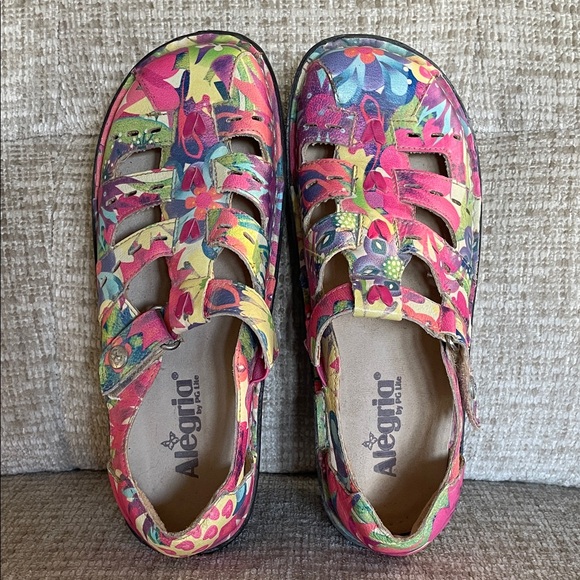Alegria Leather Artsy Rainbow Multicolor Floral Heart Ergonomic Sandals, EU 38 - Picture 14 of 14